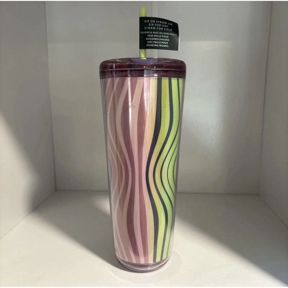 Starbucks 2024 Summer Purple Pink Lime Wave 24oz Venti Cold Cup Tumbler NEW‎